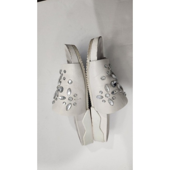 Tory Burch Womens Brae Rhinestones Crystals Embellished Leather Slides White 6.5 - Picture 5 of 8